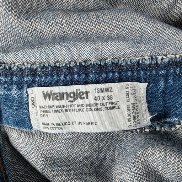 Wrangler Jeans Mens 40x38 Blue Cowboy Cut 13MWZ Original Fit Straight Leg Denim - Picture 4 of 9